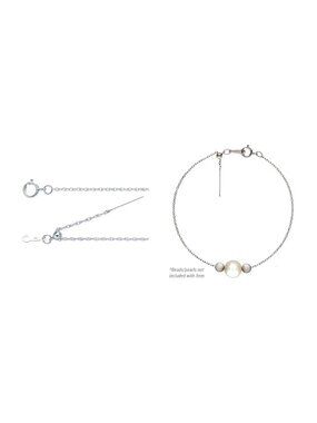 Sterling Silver Add-A-Bead Chain Set - 22in Necklace + 8in Bracelet, Rhodium